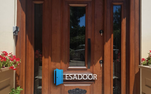 Wooden Tumbled Building Entrance Door Esadoor-1005