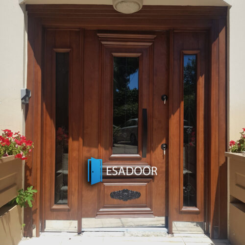 Wooden Tumbled Building Entrance Door Esadoor-1005