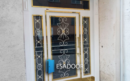 Modern White Gold Color Mixture Apartment Entrance Door Esadoor-1018