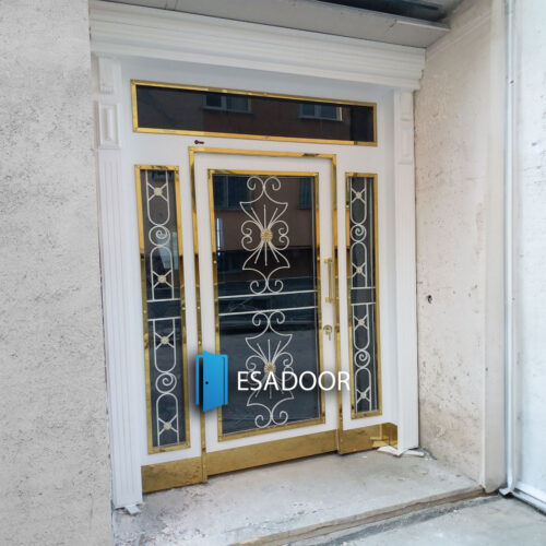 Modern White Gold Color Mixture Apartment Entrance Door Esadoor-1018